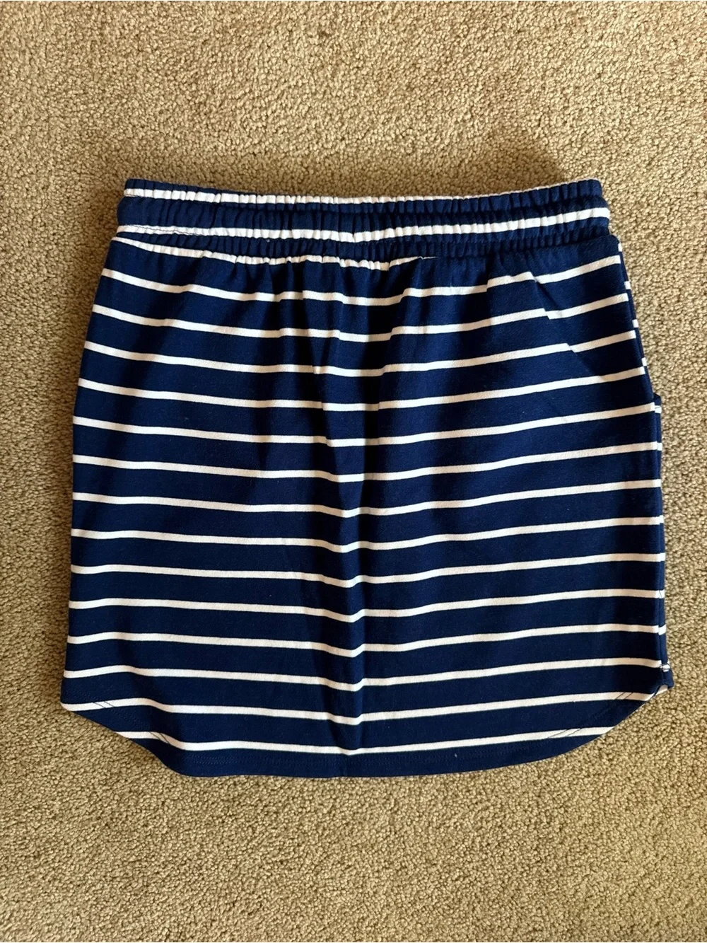 Girls Reserved Navy and White Striped Drawstring Skirt